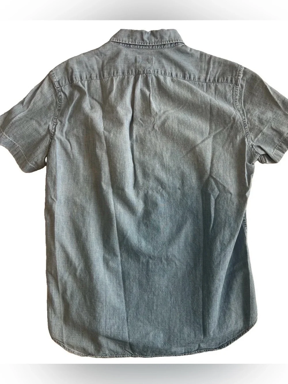 J Crew Shirt Mens Medium Slim Fit Blue Chambray Short Sleeve Button Down Denim